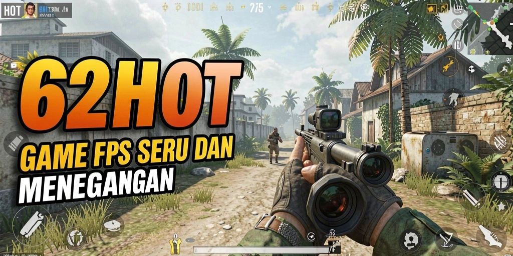 Screenshot gameplay 62HOT dengan aksi tembak menembak yang intens.