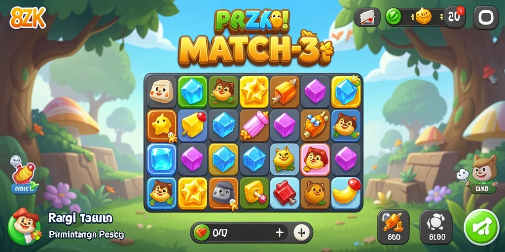 Tampilan gameplay seru dari 8ZK dalam genre Match-3.