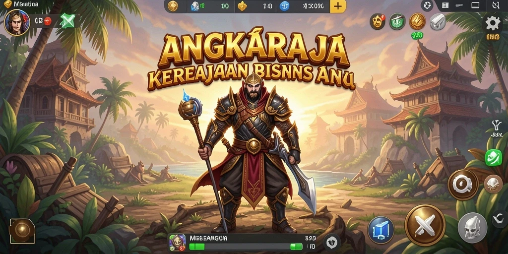 Screenshot gameplay ANGKARAJA menampilkan strategi bisnis yang mengasyikkan.