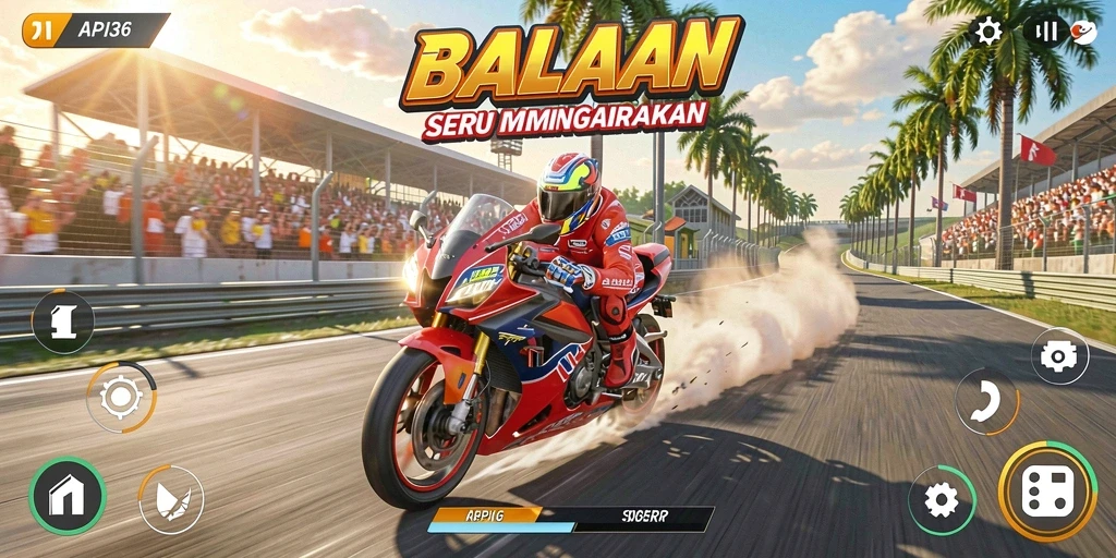 Screenshot gameplay motor racing yang menarik dan mendebarkan di API36.