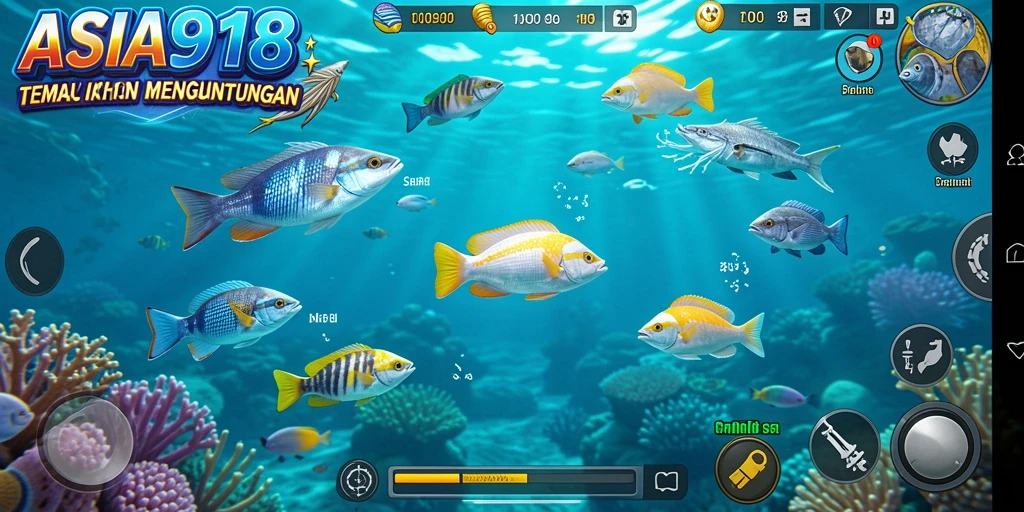 Tampilan gameplay seru dalam ASIA918 saat menembak ikan.