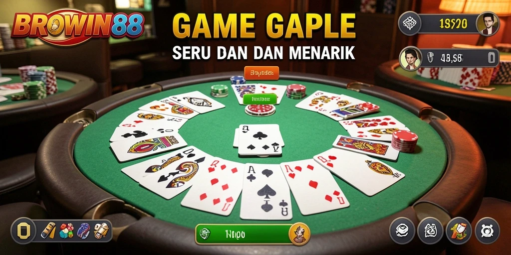 Screenshot gameplay BROWIN88 menampilkan suasana seru permainan Gaple.