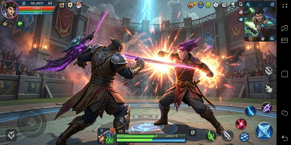 Gameplay C0077 dengan aksi pertarungan yang intens.