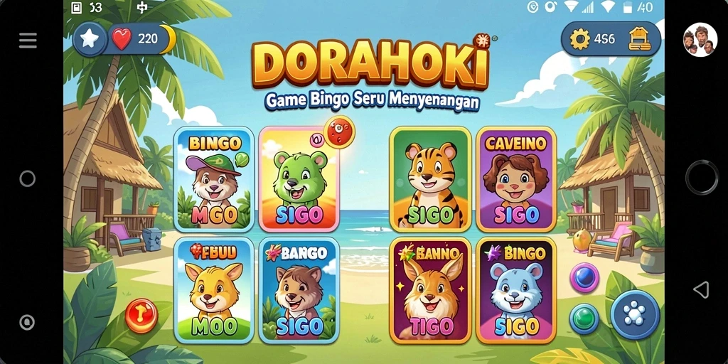 Tampilan gameplay seru dalam DORAHOKI yang penuh warna.