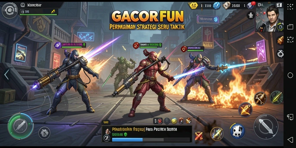 Screenshot gameplay GACORFUN yang menampilkan pertempuran strategi yang mendebarkan.