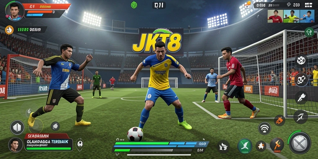 Tampilan gameplay seru dari JKT8 dengan berbagai cabang olahraga yang menarik.