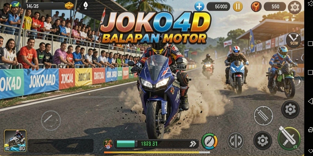 Tampilan gameplay JOKO4D yang mendebarkan dan penuh aksi balapan motor.