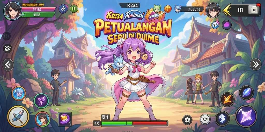 Tampilan gameplay K234 yang penuh warna dan karakter menarik.