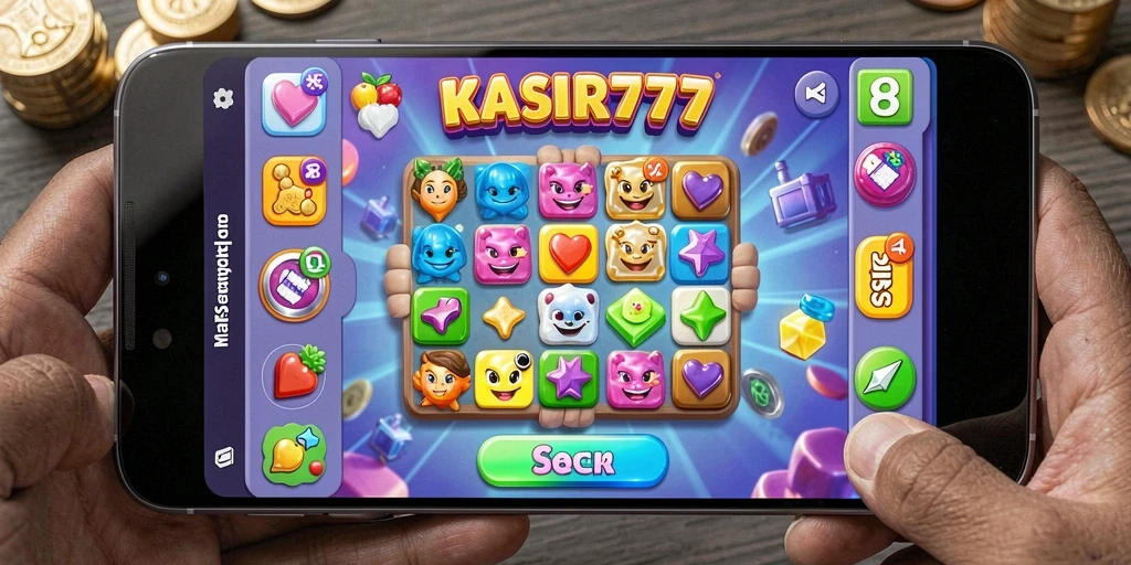 Screenshot gameplay KASIR777 dengan kombinasi Match-3 yang seru.