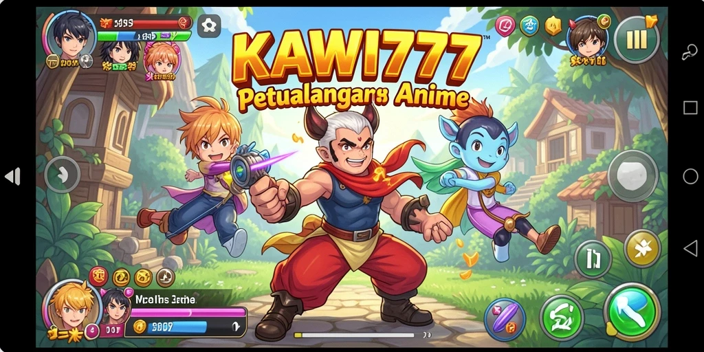 Tampilan gameplay KAWI777 yang penuh warna dan dinamis.