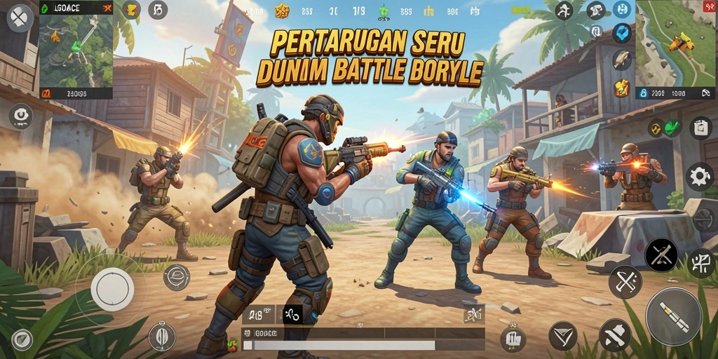 Tangkapan layar gameplay LGOACE menunjukkan aksi tempur seru dalam Battle Royale.