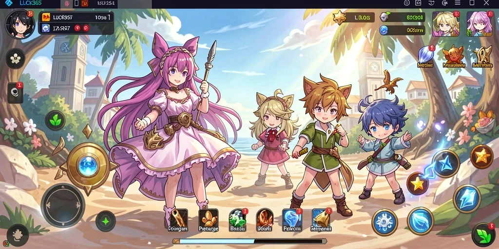 Tampilan gameplay LUCK365 yang penuh warna dan dinamis.