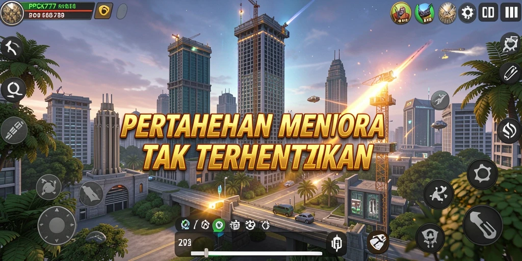 Tampilan mendebarkan dari gameplay Tower Defense di PCX777.