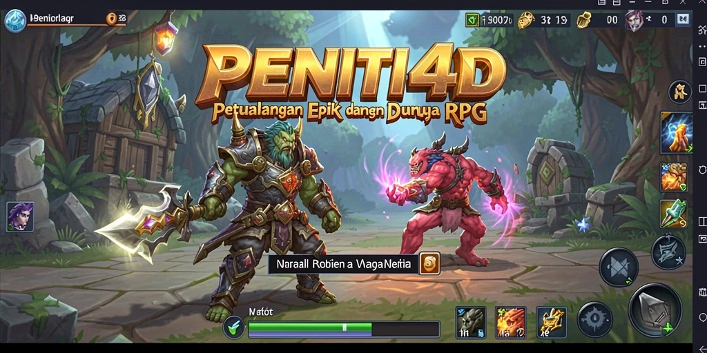 Tangkapan layar gameplay PENITI4D yang menunjukkan aksi RPG yang mendebarkan.