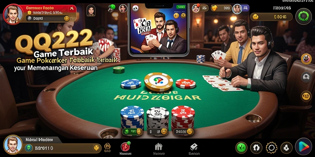 Tampilan gameplay QQ222 dengan suasana Poker yang mendebarkan.