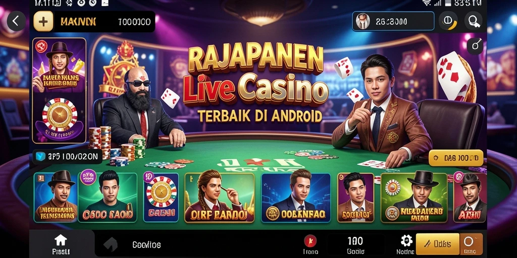 Screenshot gameplay RAJAPANEN menampilkan dealer langsung dan suasana kasino.