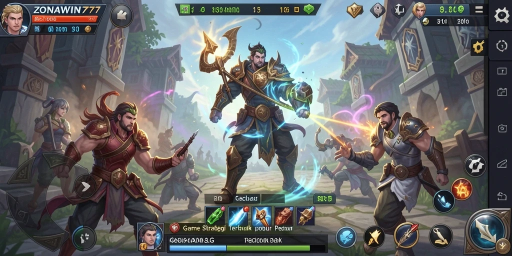Screenshot permainan <strong>ZONAWIN777</strong> menunjukkan aksi pertempuran SLG yang mendebarkan.